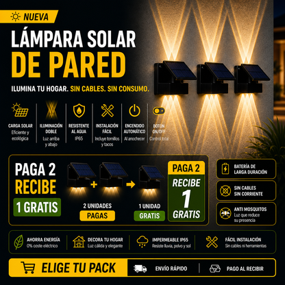Lámpara Solar LED Exterior 6 Focos